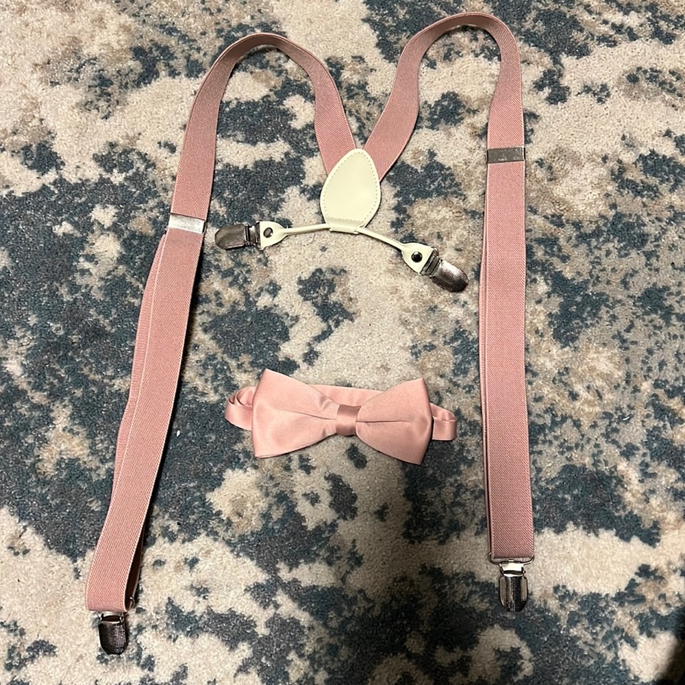 Pink men suspenders and bow tie set